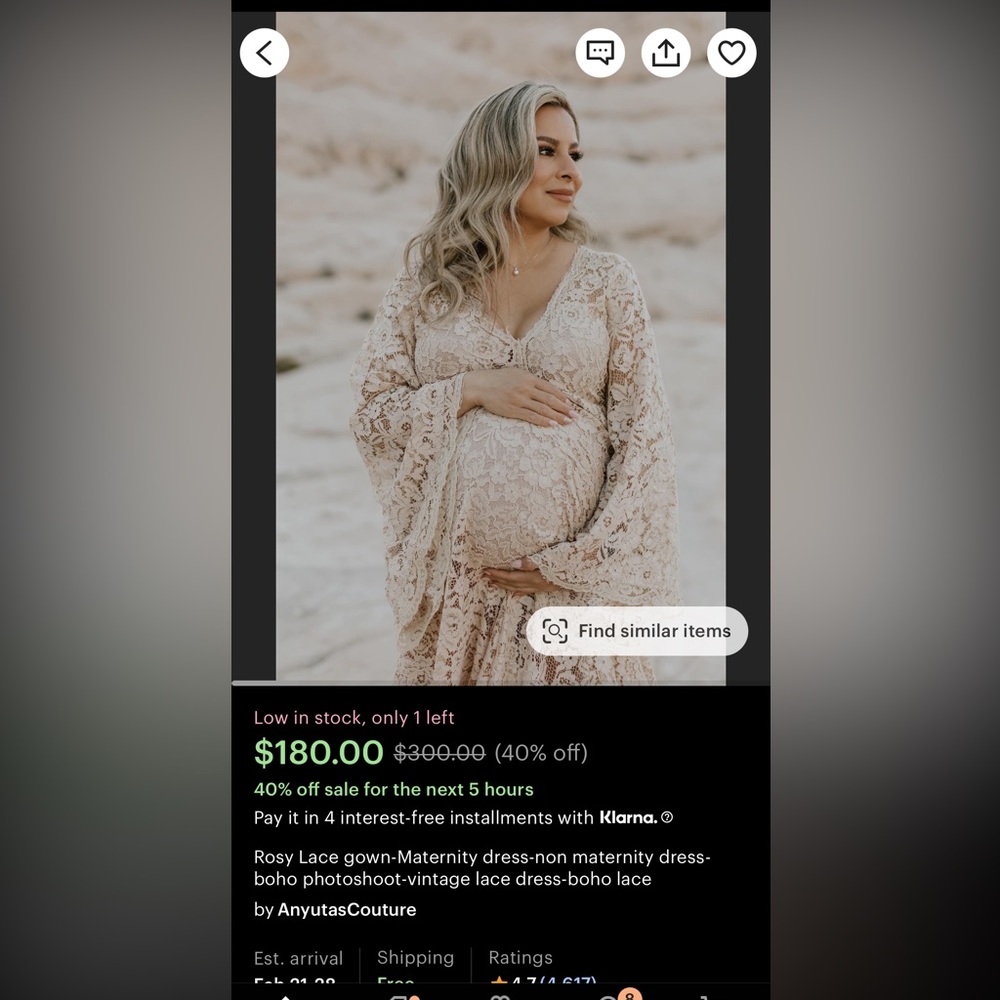 Lace maternity photo shoot dress